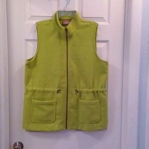 Chico's Womens Vest size 2 (2x) Thick Plush Lime Green Full Zip Soft Comfy Warm